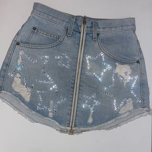 Carmar denim star sequin skirt